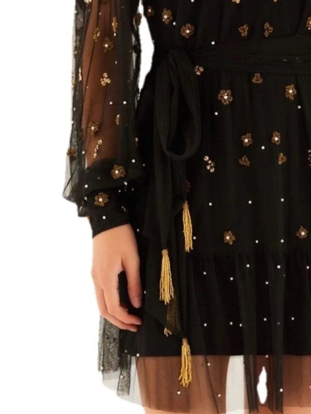 Farm Rio "Embroidered Tulle Overlay" Black Mini Dress Large 10-12  NWTs $398 - Picture 3 of 8